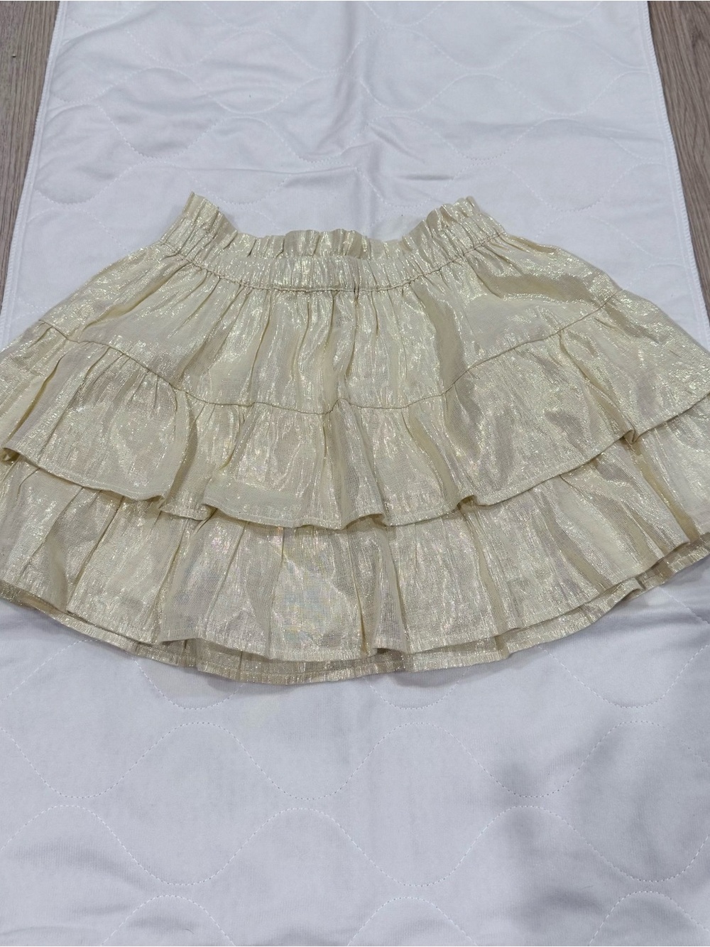 Crewcuts Metallic Cream Tiered Ruffle Skirt